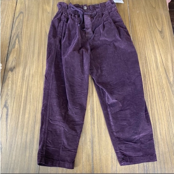 Free People Margate corduroy maroon high rise  trouser pants - Picture 3 of 10